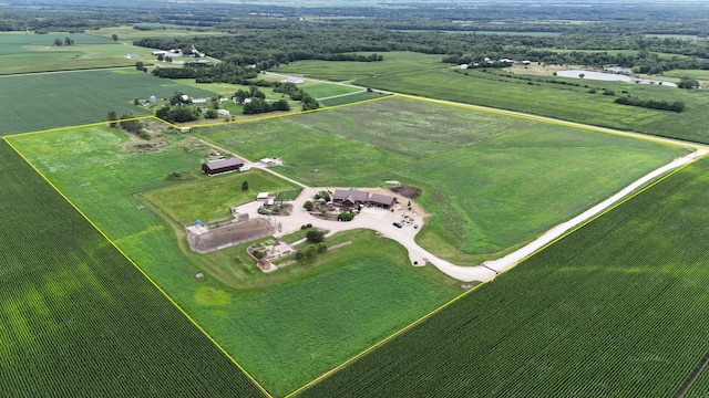 drone / aerial view with a rural view