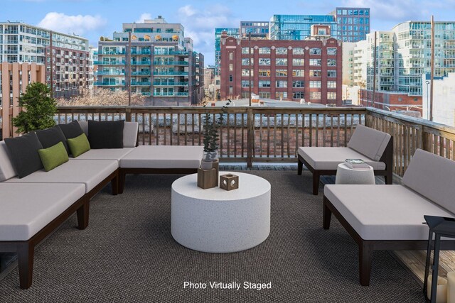 view of patio / terrace featuring a balcony and an outdoor hangout area