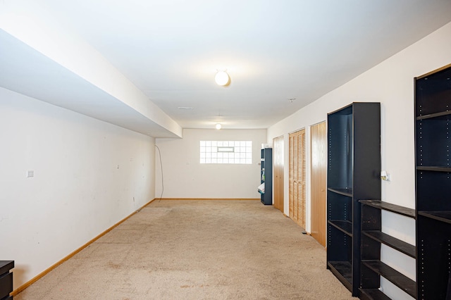 basement with carpet floors