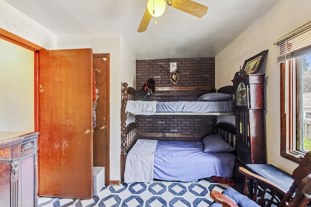 bedroom featuring ceiling fan