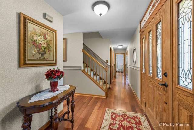 foyer featuring wood-type flooring