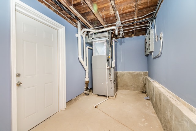 basement with heating unit