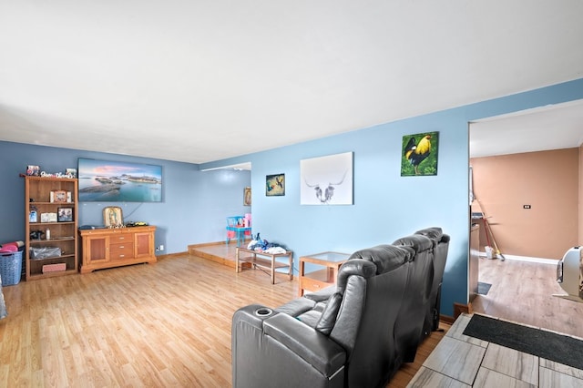 living room with hardwood / wood-style floors