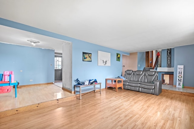 living room featuring light wood-type flooring