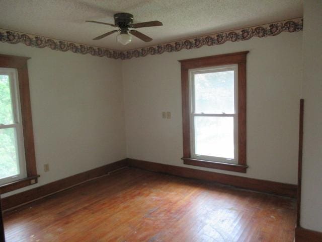 unfurnished room with a wealth of natural light and wood-type flooring