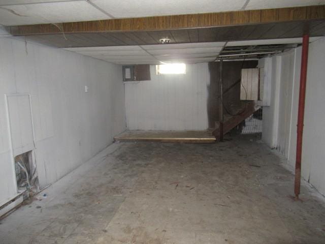 basement with a drop ceiling