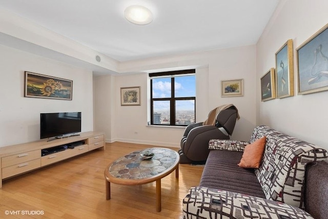 living room featuring light hardwood / wood-style flooring