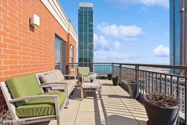 balcony featuring an outdoor living space