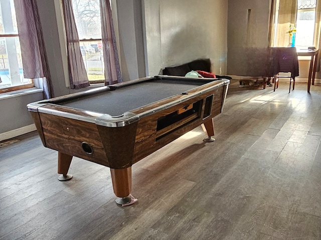 recreation room featuring pool table and light hardwood / wood-style flooring