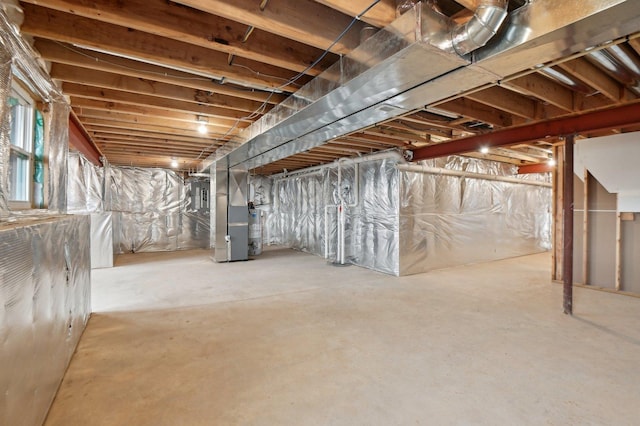 basement with heating unit