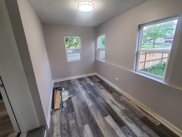 spare room with dark hardwood / wood-style flooring