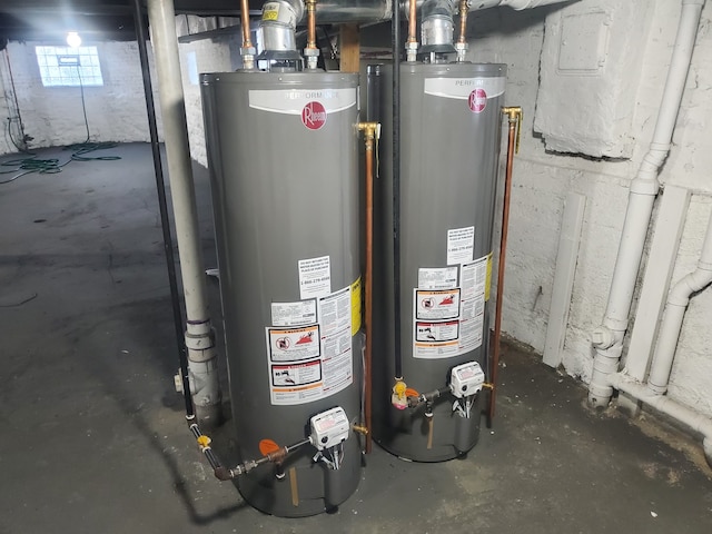 utility room with gas water heater