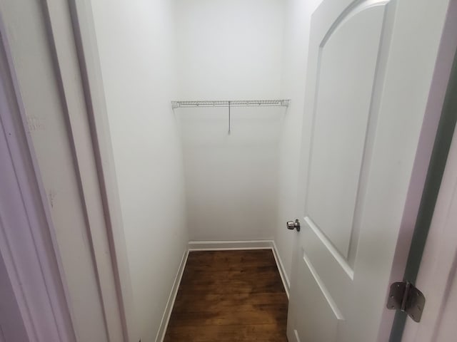 walk in closet featuring dark hardwood / wood-style flooring