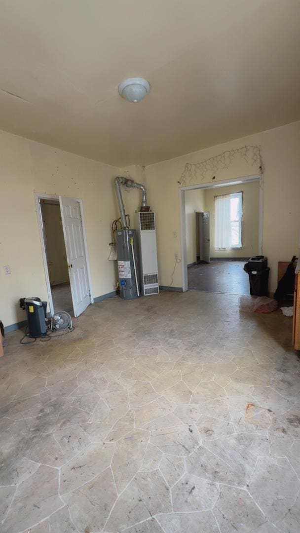 garage featuring water heater