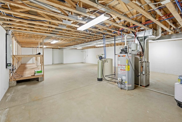 basement with gas water heater