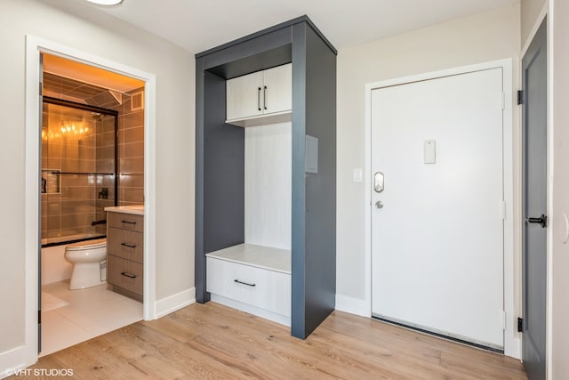 mudroom featuring light wood-type flooring