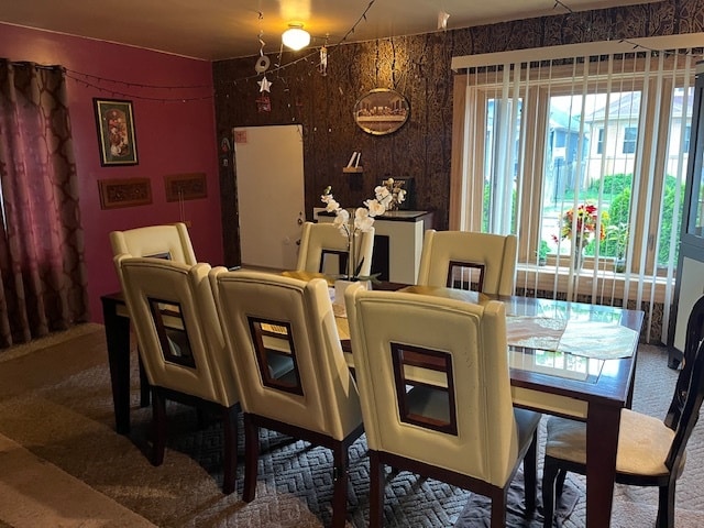 dining area featuring carpet floors