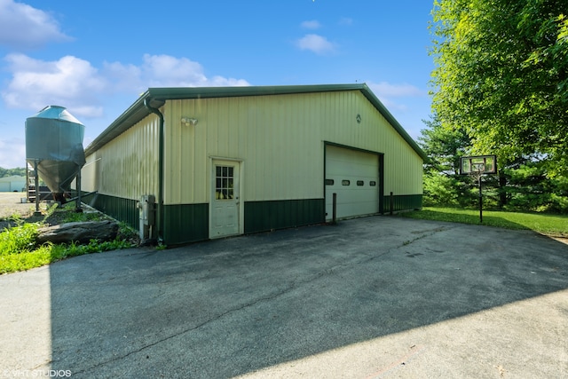 exterior space featuring a garage