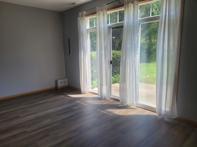 interior space featuring a wealth of natural light and hardwood / wood-style floors