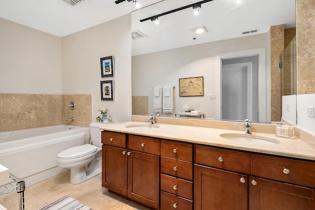 758 N Larrabee St Unit 811, Chicago, IL 60654 - full bathroom with tile patterned floors, visible vents, a sink, and a garden tub