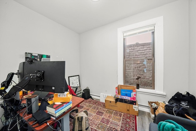 office area featuring hardwood / wood-style flooring