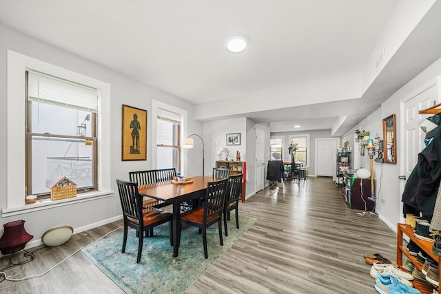 dining room with hardwood / wood-style flooring