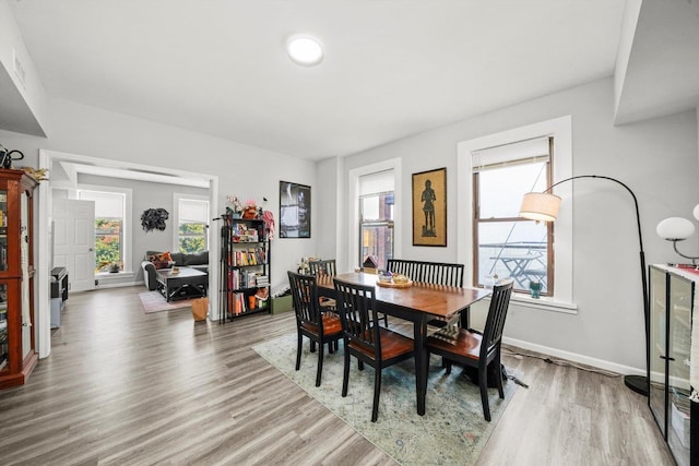 dining room with wood-type flooring