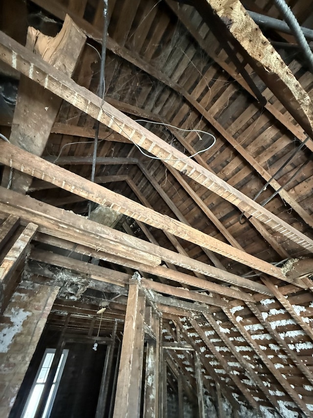 view of unfinished attic