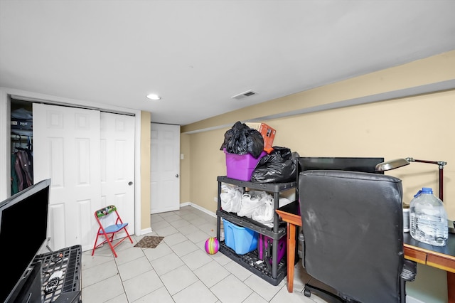 view of tiled home office