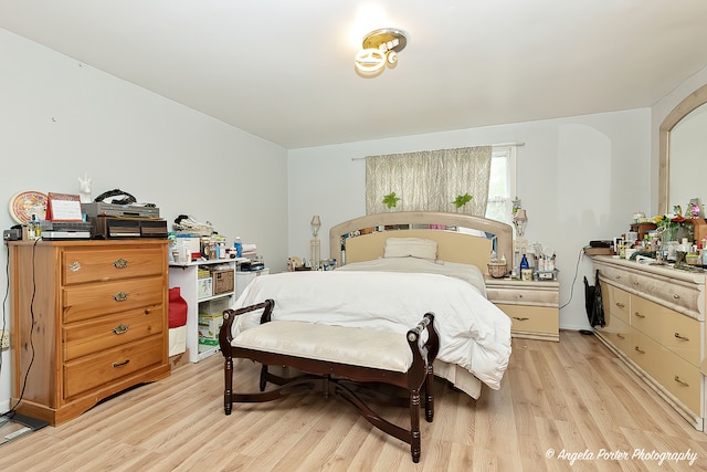 bedroom with light hardwood / wood-style flooring