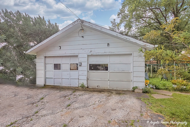 view of garage