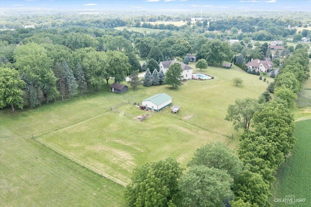 aerial view with a rural view