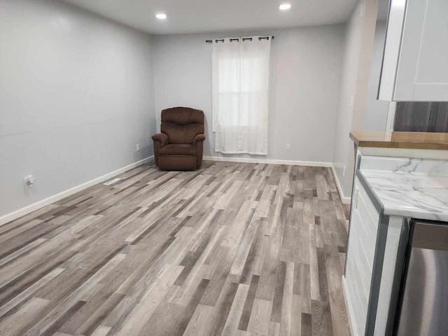 interior space with light hardwood / wood-style floors