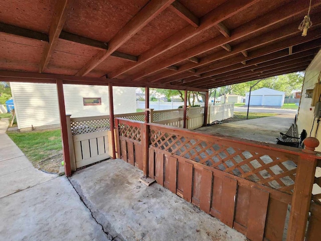 view of patio with an outdoor structure