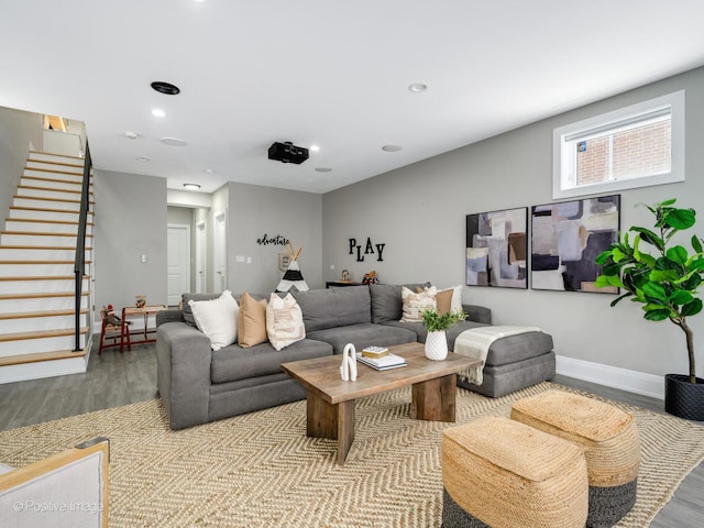 living room featuring light wood-type flooring