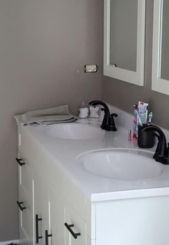 bathroom with double vanity and a sink