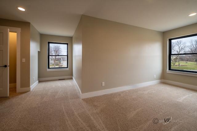 carpeted empty room featuring a wealth of natural light