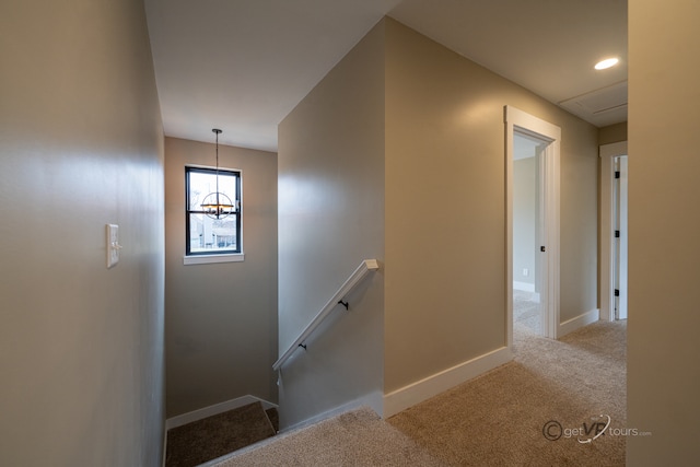 stairway with carpet floors