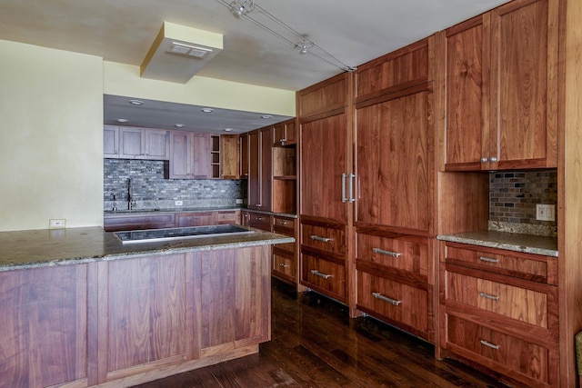 1440 N Lake Shore Dr Unit 22Abcd, Chicago, IL 60610 - kitchen featuring dark wood-style flooring, open shelves, a sink, and tasteful backsplash