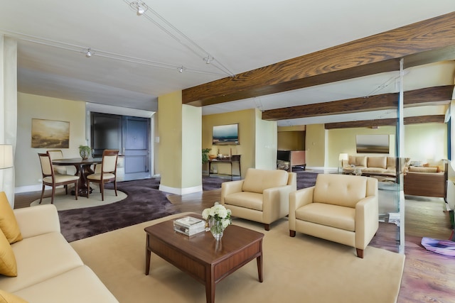 1440 N Lake Shore Dr Unit 22Abcd, Chicago, IL 60610 - living area with baseboards, beam ceiling, and wood finished floors