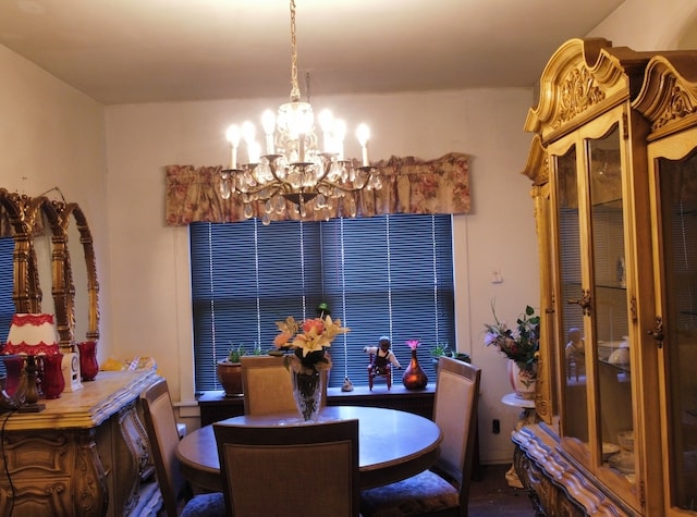 dining room with a chandelier