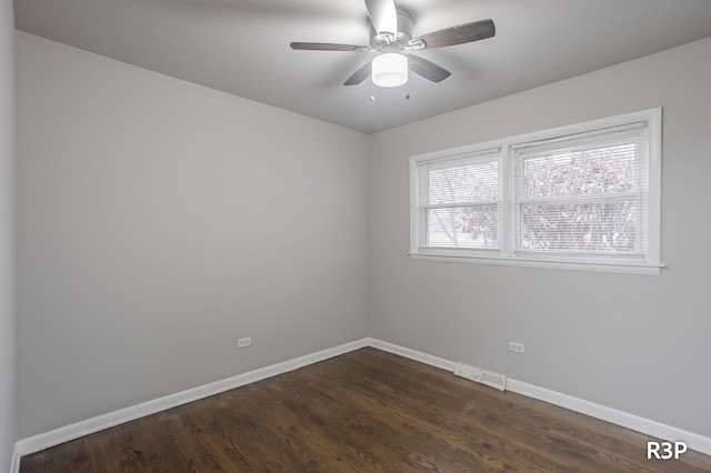 empty room featuring ceiling fan and wood-type flooring