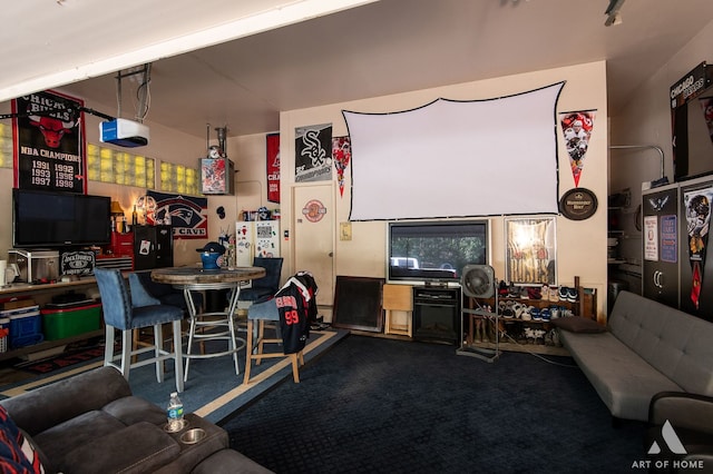 living room with carpet floors