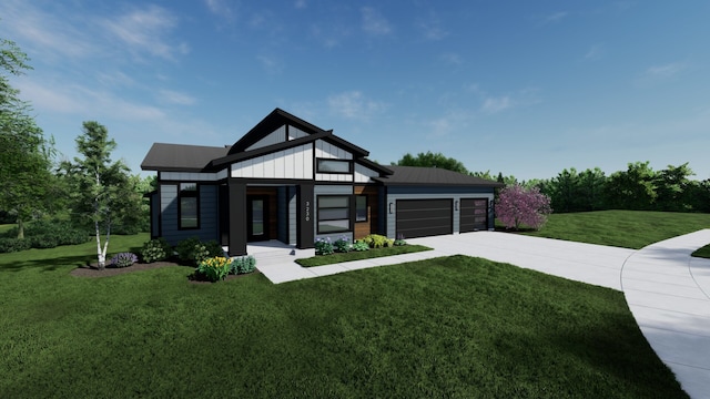 view of front facade with a garage and a front yard