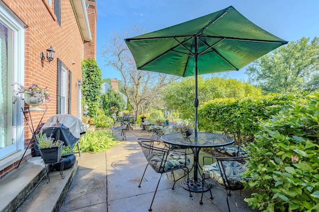 view of patio with area for grilling