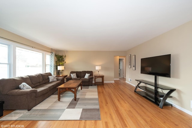 living room featuring light hardwood / wood-style flooring