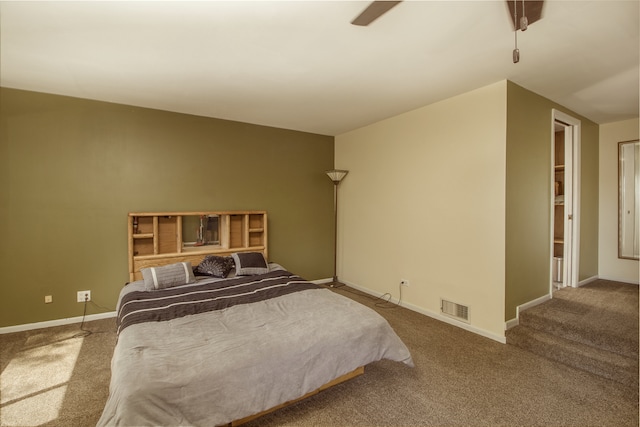 bedroom with carpet floors and ceiling fan