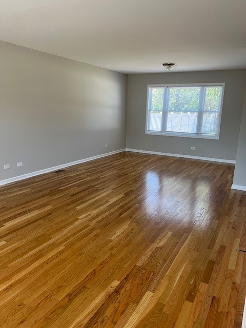 spare room with dark wood-type flooring