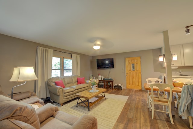 living room featuring light hardwood / wood-style flooring