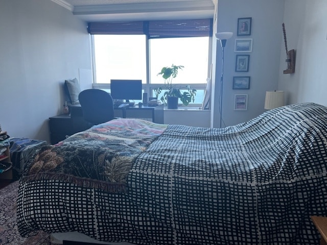 bedroom with ornamental molding